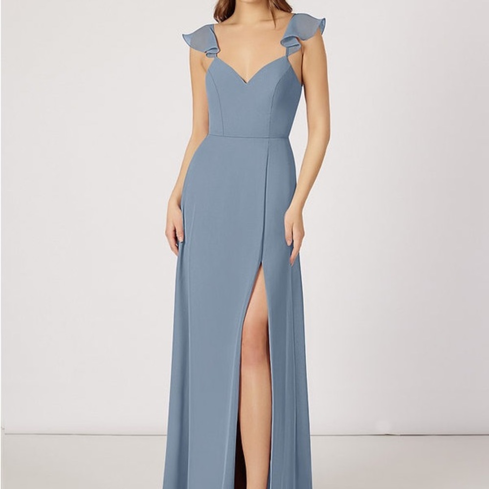 AZAZIE Everett Long Maxi Bridesmaid Dress Dusty Blue Size Small / 2 / 4